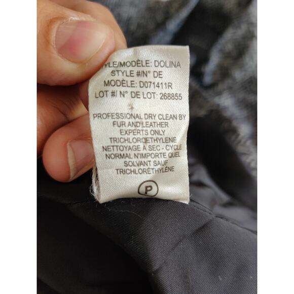 Theory Wool Blend Herringbone Coat Size S Black White Full zip Pockets - Picture 6 of 6